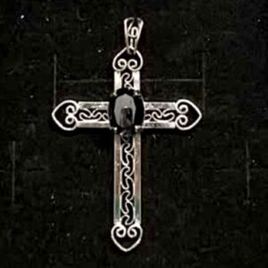 Sterling silver cross pendant. Stamped. Silver black. Add to any necklace chain